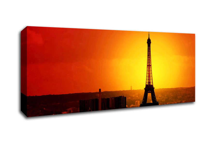 Picture of Eiffel Tower Sun Glow Panoramic Canvas Wall Art