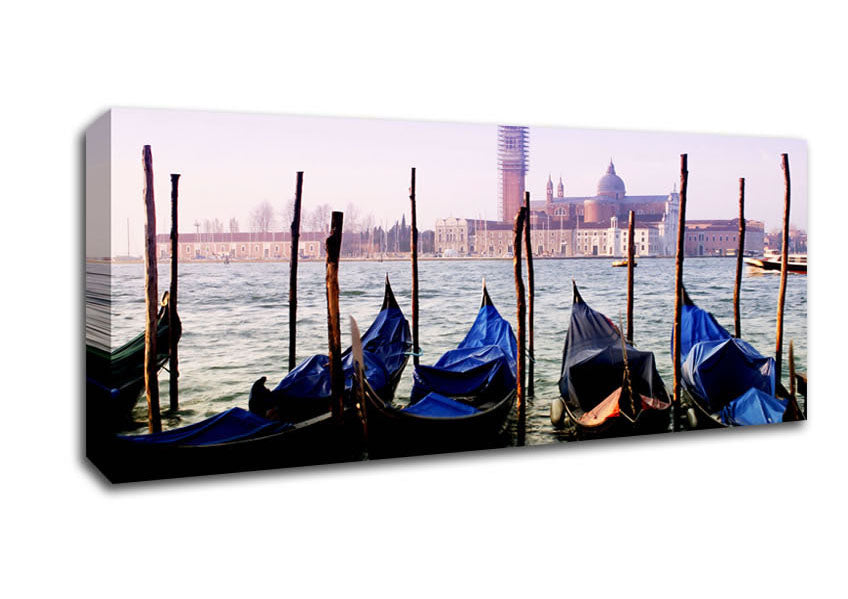 Picture of Venice Gondola Line-Up Panoramic Canvas Wall Art