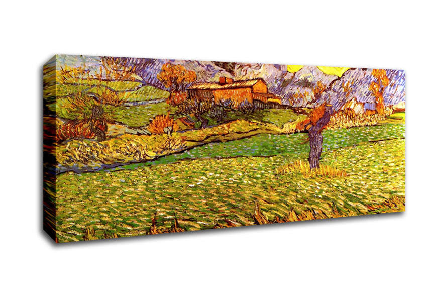 Picture of Van Gogh A Meadow In The Mountains Le Mas De Saint-Paul Panoramic Canvas Wall Art