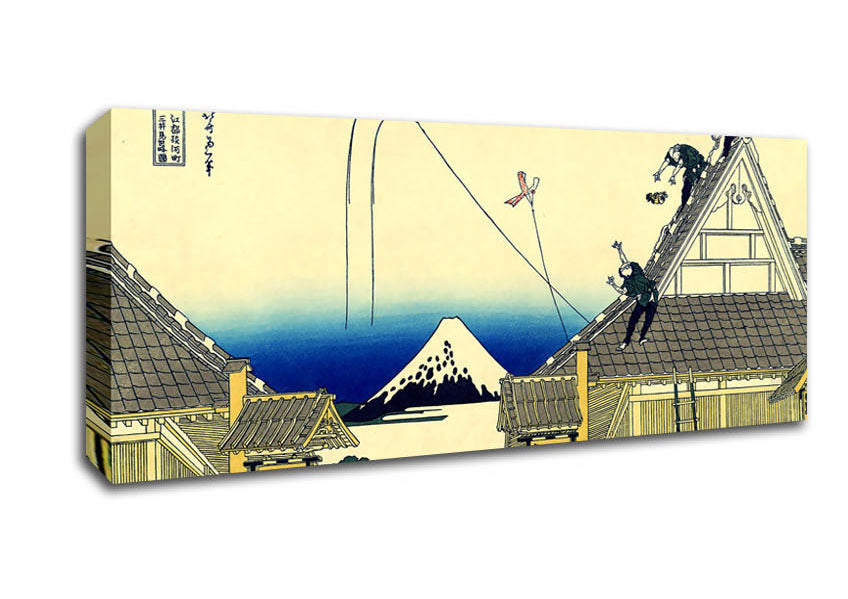 Picture of Hokusai A Sketch Of The Mitsui Shop Panoramic Canvas Wall Art