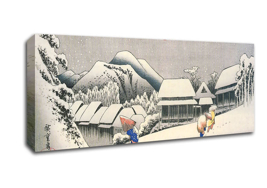 Picture of Hiroshige A Village In The Snow Panoramic Canvas Wall Art