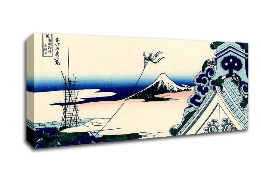 Picture of Hokusai Asakusa Honganji Temple Panoramic Canvas Wall Art