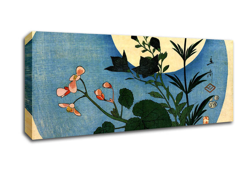 Picture of Hiroshige Autumn Flowers With Full Moon Panoramic Canvas Wall Art