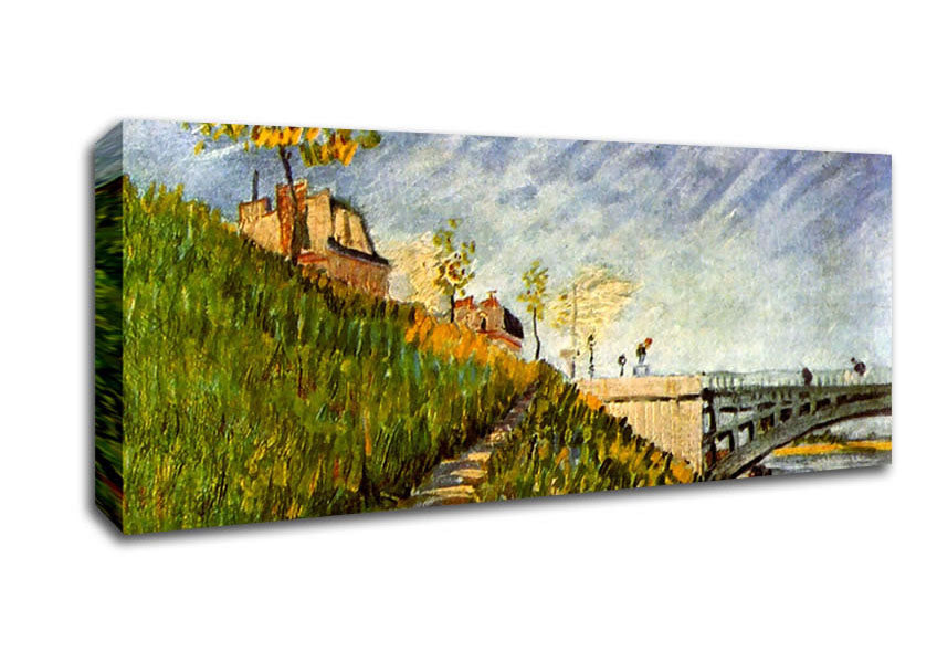 Picture of Van Gogh Banks Of The Seine With Pont De Clichy Panoramic Canvas Wall Art