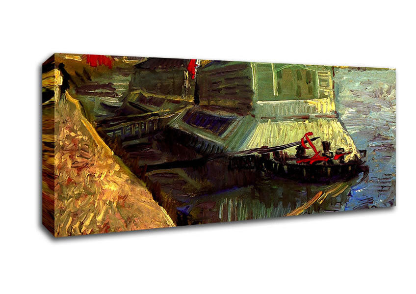 Picture of Van Gogh Bathing Float On The Seine At Asniere Panoramic Canvas Wall Art