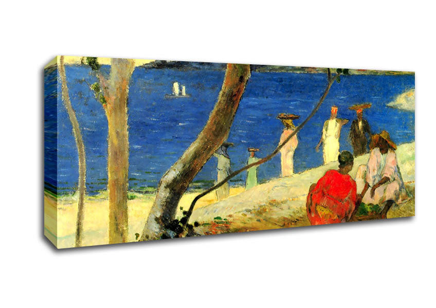 Picture of Gauguin Beach Scene Panoramic Canvas Wall Art