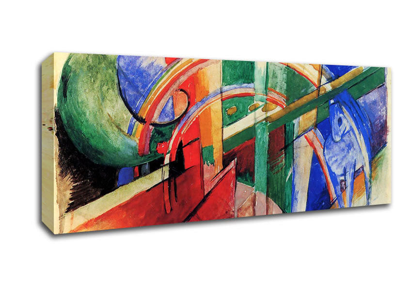 Picture of Franz Marc Blue Horse With Rainbow Panoramic Canvas Wall Art