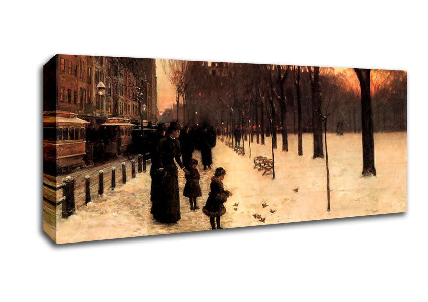 Picture of Hassam Boston In Everyday Twilight Panoramic Canvas Wall Art