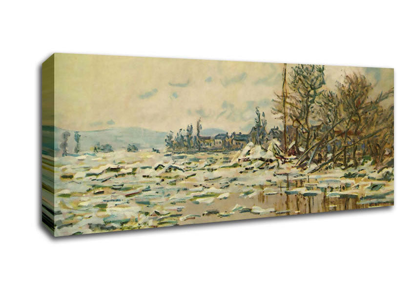 Picture of Monet Break Up Of Ice Panoramic Canvas Wall Art