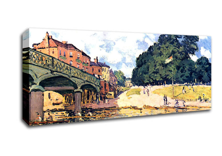 Picture of Sisley Bridge Of Hampton Court Panoramic Canvas Wall Art