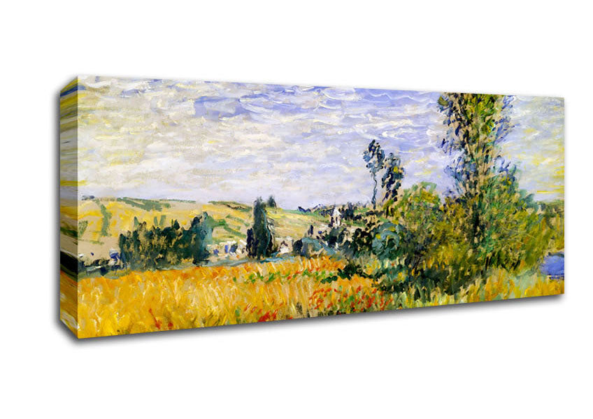Picture of Claude Monet Fields Panoramic Canvas Wall Art