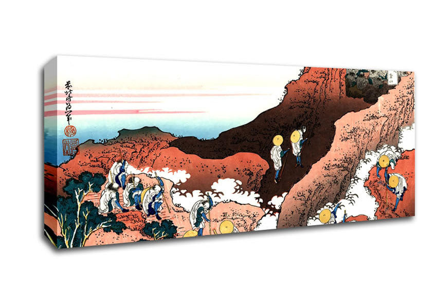 Picture of Hokusai Climbing On Mt Fuji Panoramic Canvas Wall Art