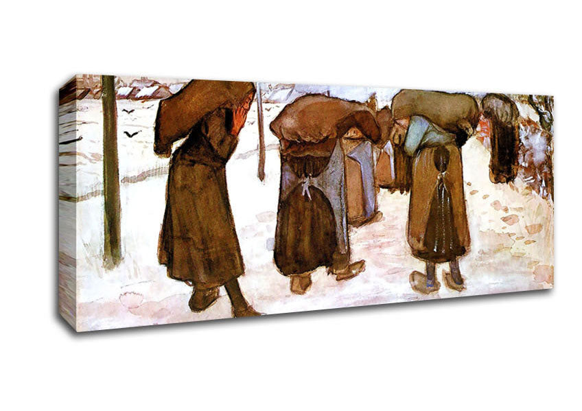 Picture of Van Gogh Coal Bearing Women Panoramic Canvas Wall Art