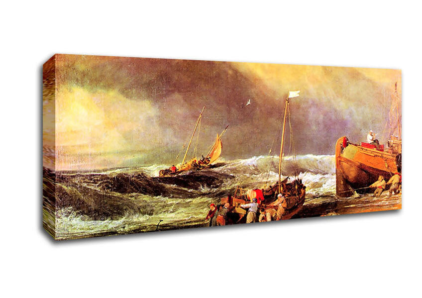 Picture of Joseph Mallord Turner Coastal Scene With Fishermen Panoramic Canvas Wall Art