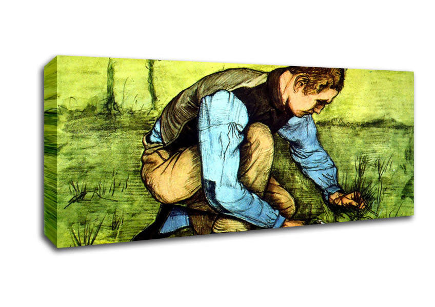 Picture of Van Gogh Cutting Grass Panoramic Canvas Wall Art