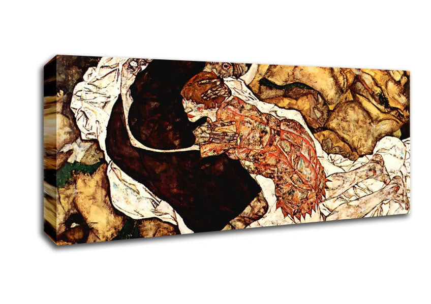 Picture of Schiele Death And The Woman Panoramic Canvas Wall Art