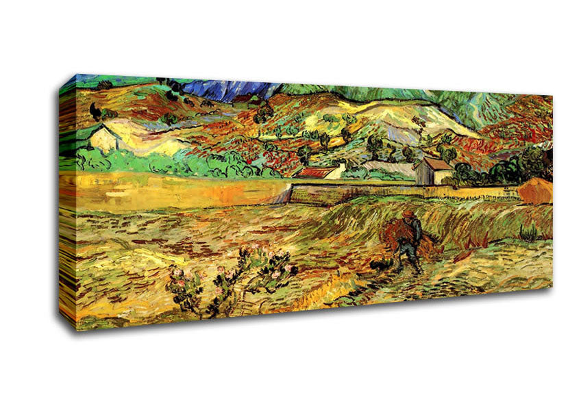 Picture of Van Gogh Enclosed Wheat Field With Peasant Panoramic Canvas Wall Art