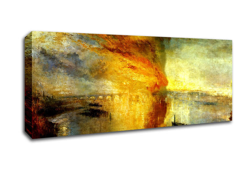 Picture of Joseph Mallord Turner Fire At The Parliament Building In 1834 Panoramic Canvas Wall Art