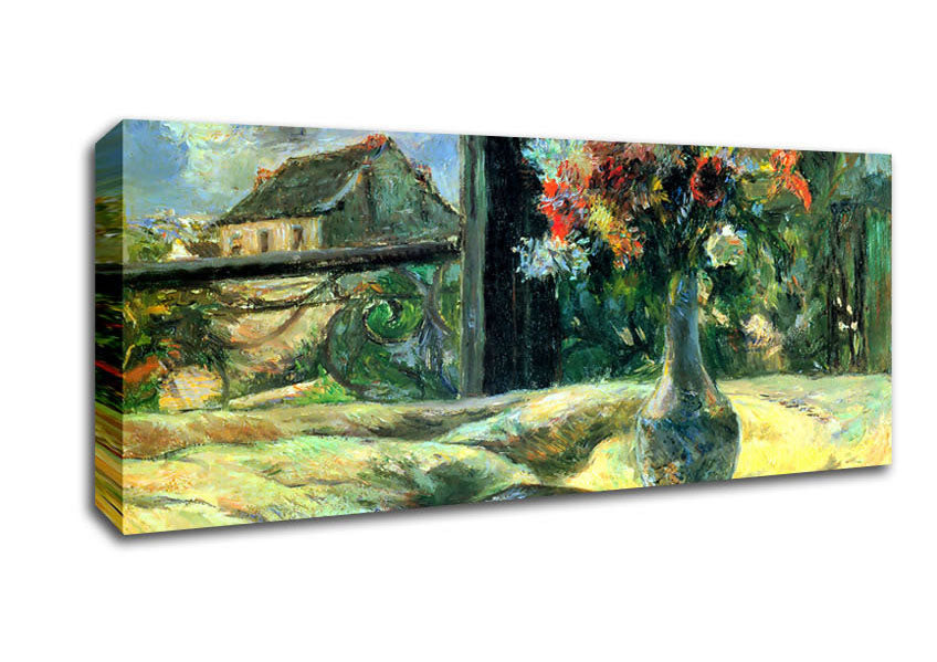 Picture of Gauguin Flower Vase In Window Panoramic Canvas Wall Art