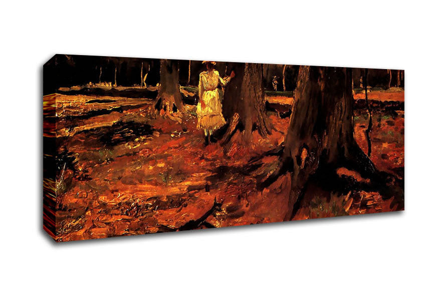 Picture of Van Gogh Girl In White In The Woods Panoramic Canvas Wall Art