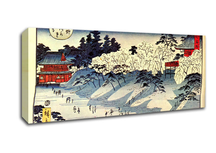 Picture of Hiroshige Going To Temple Panoramic Canvas Wall Art
