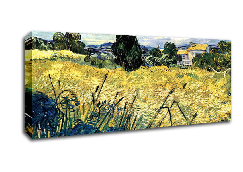 Picture of Van Gogh Green Wheat Field With Cypress 2 Panoramic Canvas Wall Art