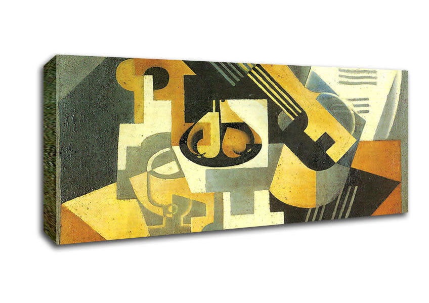 Picture of Juan Gris Guitar And Fruit Bowl 1 Panoramic Canvas Wall Art