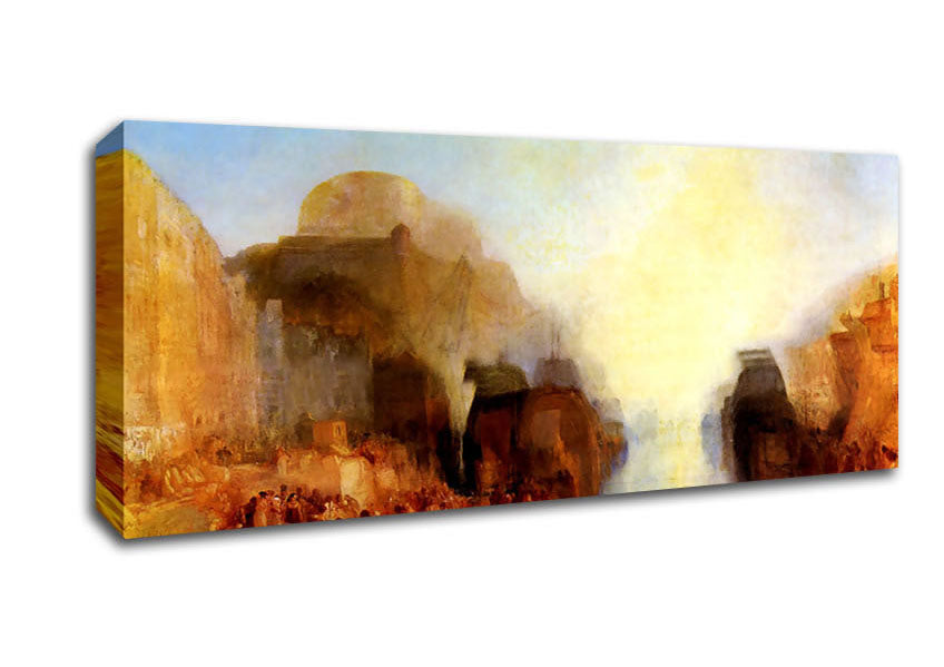 Picture of Joseph Mallord Turner Harbour With Town And Fortress Panoramic Canvas Wall Art