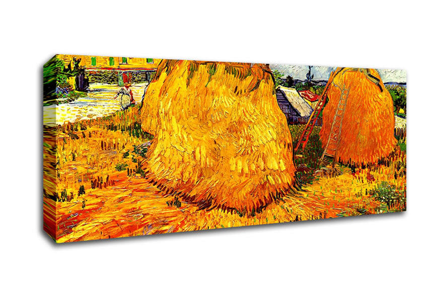 Picture of Van Gogh Haystacks In Provence Panoramic Canvas Wall Art