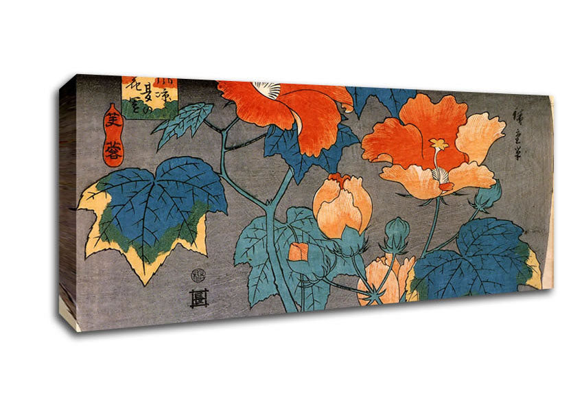 Picture of Hiroshige Hibiscus Panoramic Canvas Wall Art
