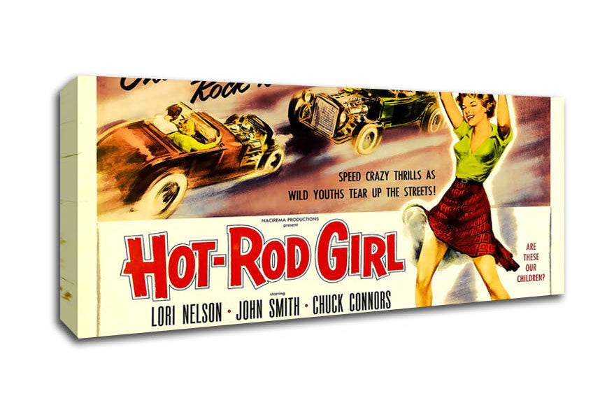 Picture of Hot Rod Girl Poster 2 Panoramic Canvas Wall Art