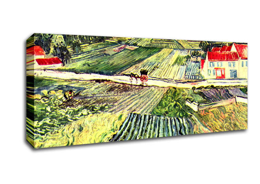 Picture of Van Gogh Landscape At Auvers In The Rain 2 Panoramic Canvas Wall Art