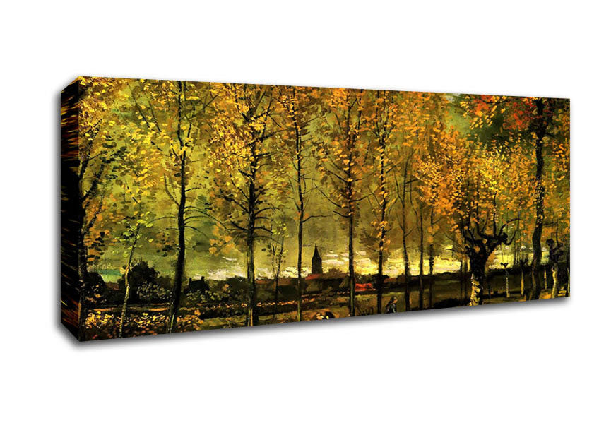 Picture of Van Gogh Lane With Poplars Panoramic Canvas Wall Art