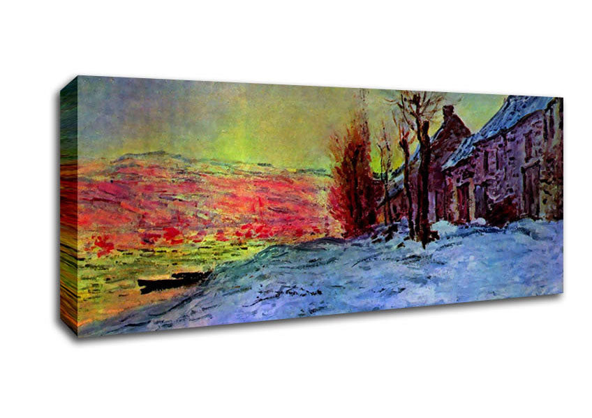 Picture of Monet Lava Court Sunshine And Snow Panoramic Canvas Wall Art
