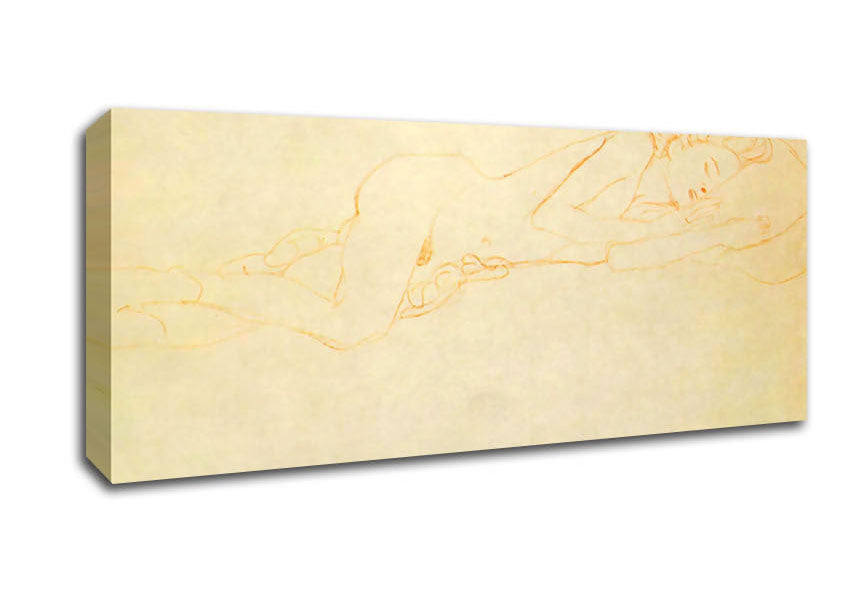 Picture of Klimt Liegender Female Nude Panoramic Canvas Wall Art