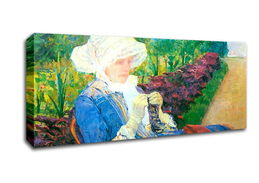 Picture of Mary Cassatt Lydia In The Garden Of Marly Panoramic Canvas Wall Art