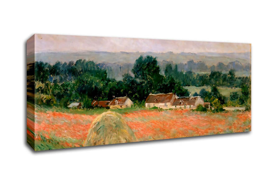 Picture of Monet Haystacks At Giverny Panoramic Canvas Wall Art