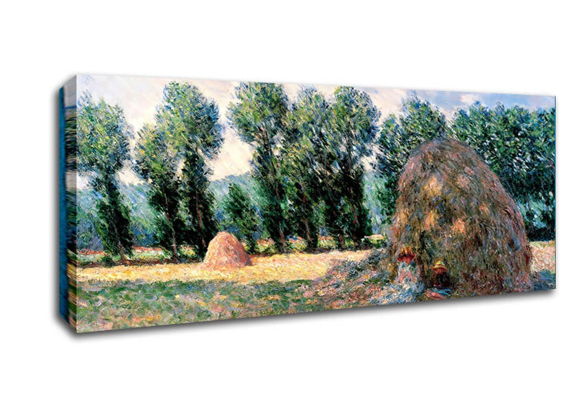 Picture of Monet Haystacks Panoramic Canvas Wall Art