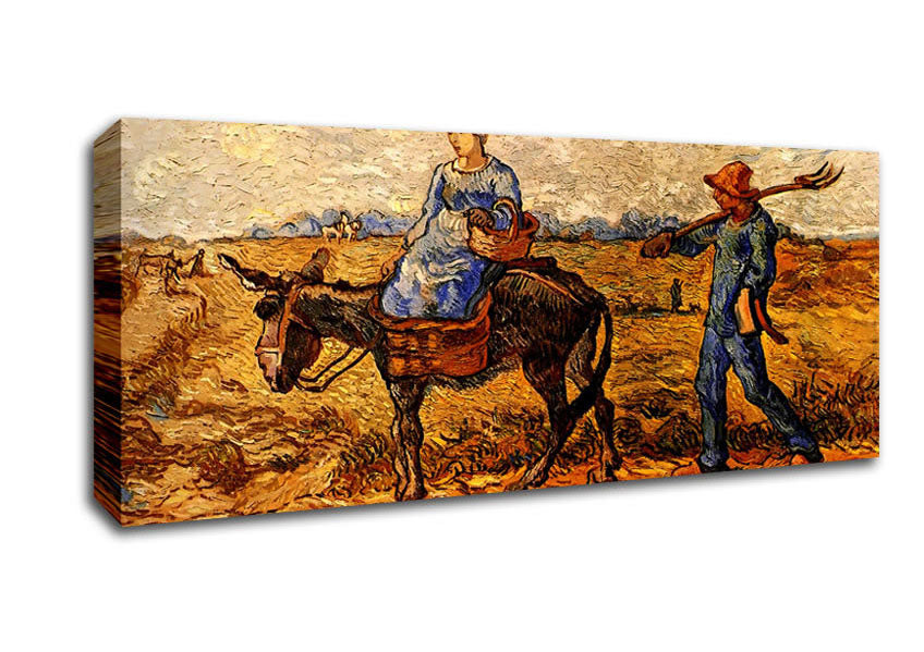 Picture of Van Gogh Morning Peasant Couple Going To Work Panoramic Canvas Wall Art