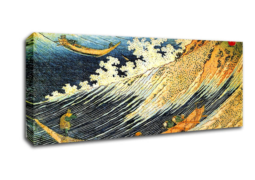Picture of Hokusai Ocean Landscape 2 Panoramic Canvas Wall Art