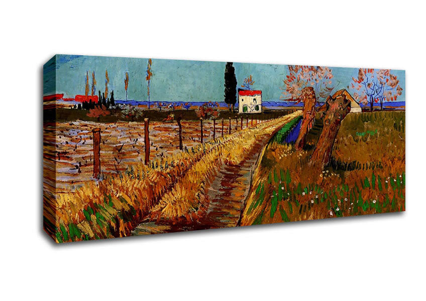 Picture of Van Gogh Path Through A Field With Willows Panoramic Canvas Wall Art