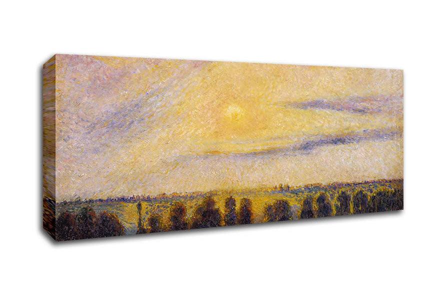 Picture of Pissarro Sunset At Eragny Panoramic Canvas Wall Art