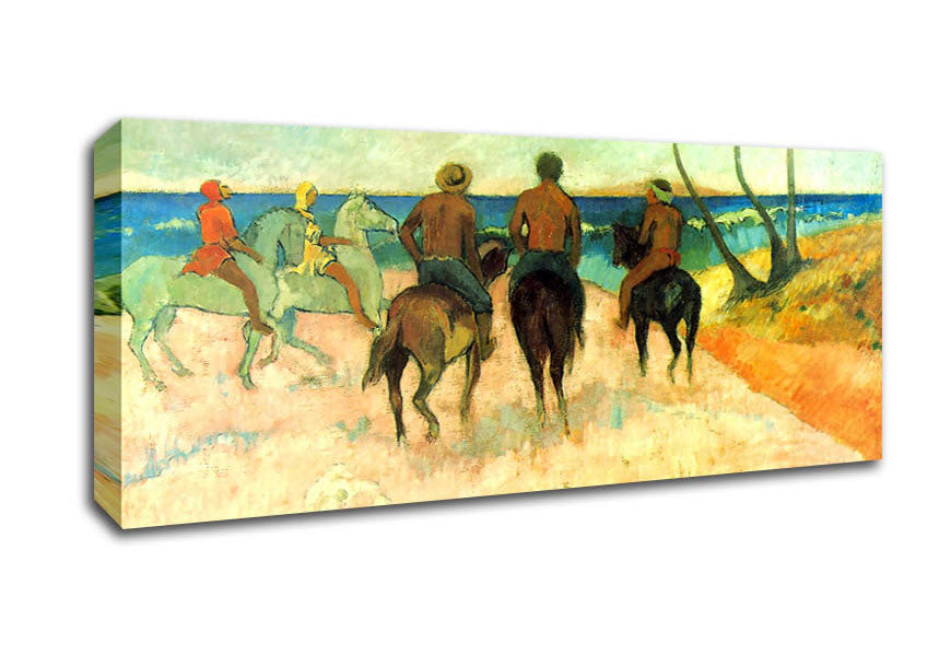 Picture of Gauguin Riding On The Beach 2 Panoramic Canvas Wall Art