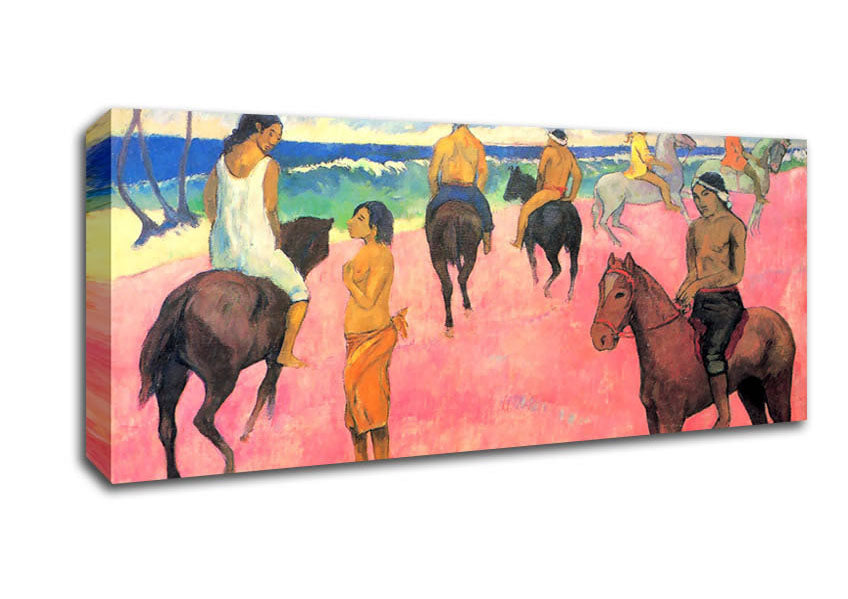 Picture of Gauguin Riding On The Beach Panoramic Canvas Wall Art