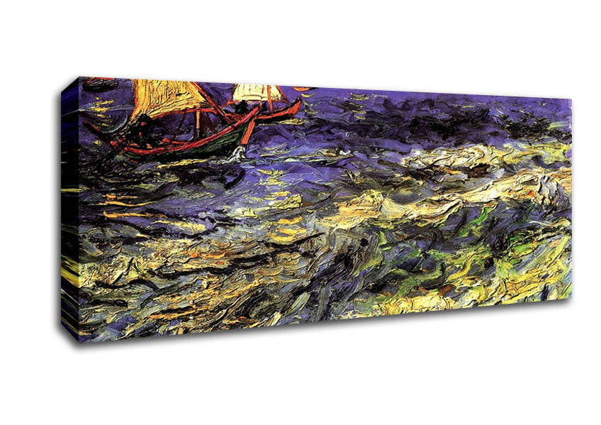 Picture of Van Gogh Seascape At Saintes-Maries Panoramic Canvas Wall Art