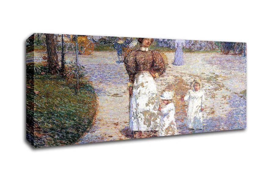 Picture of Hassam Spring In Central Park Panoramic Canvas Wall Art