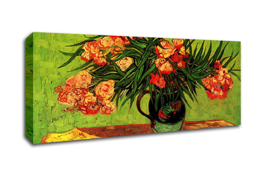 Picture of Van Gogh Still Life Vase With Oleanders And Books Panoramic Canvas Wall Art