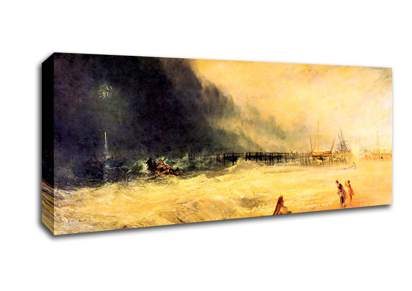 Picture of Joseph Mallord Turner Stranded Ship Panoramic Canvas Wall Art