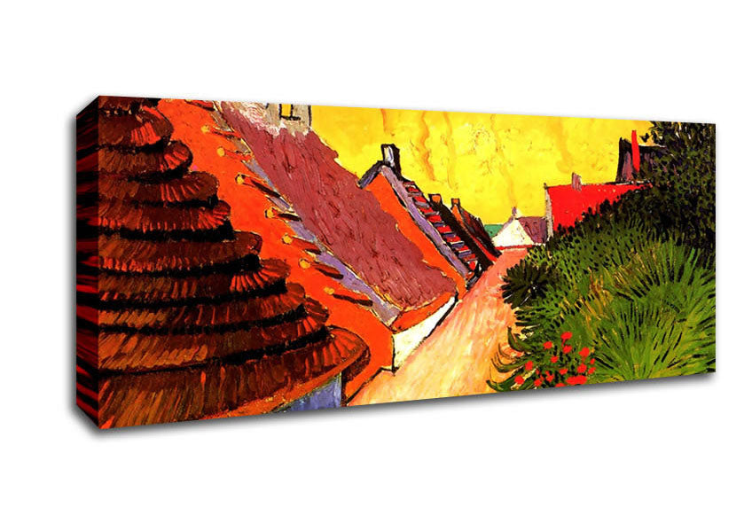 Picture of Van Gogh Street In Saintes-Maries Panoramic Canvas Wall Art