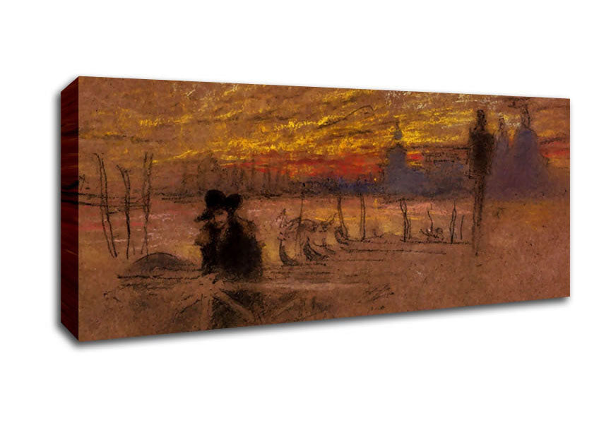 Picture of Whistler Sunset Red And Gold Panoramic Canvas Wall Art